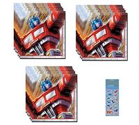 Le lot de fournitures de fête d'anniversaire Transformers comprend 48 serviettes de table et 8 feuilles d'autocollants dinosaures