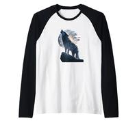 Le Loup Audacieux se Tient Debout derrière Le Costume des Couleurs américaines Manche Raglan