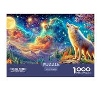Le Loup Blanc hurle sous Le Ciel étoilé coloré Puzzle De 1000 Pièces Loup Cool Éducatif Et De Défiant, Recyclé 70x50cm/1000pcs