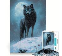 Le Loup de l'Âme Hivernale Puzzle 1000 pièces pour Adultes Jeu de mémoire et de Divertissement Découpe Laser de qualité supérieure Exercice Mental Calme à la Maison (50x75cm)