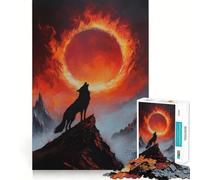 Le Loup du Monde en Feu Puzzle de 1000 pièces pour Adultes Puzzle de mémoire à Monter Lentement Cadeau créatif et agréable à réaliser 50x75cm