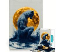 Le Loup-Garou et la Lune Puzzle de 1000 pièces pour Adolescents Jeu de mémoire Système de Verrouillage sécurisé Pas de pièces Qui se détachent pour Les Voyages (38x26cm)