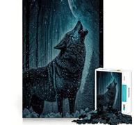Le Loup hurle à la Lune Puzzle de 1000 pièces pour Adultes Jeu Stimulant l'esprit Surface Lisse sans bavures Passe-Temps Fascinant pour Les Moments de détente (38x26cm)
