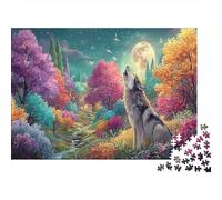 Le Loup hurle la Nuit de Pleine Lune 1000 Pieces Jigsaw Puzzle for Adults Faune Sauvage Cadeau D’Anniversaire Loisir Créatif Décoration De La Maison 38x26cm/1000pcs