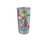 Le loup mignon de retour à l'école est cool pour les garçons et les filles Gobelet isotherme en acier inoxydable double paroi