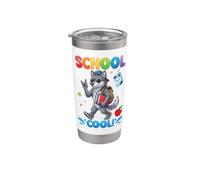 Le loup mignon de retour à l'école est cool pour les garçons et les filles Gobelet isotherme en acier inoxydable double paroi