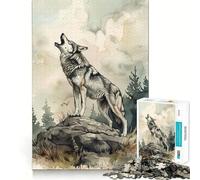 Le Loup Qui Appelle la forêt Puzzle de 1000 pièces Jeu de réflexion et d'exercice Emboîtement précis sans espaces Défi cérébral interactif pour la Maison (50x75cm)
