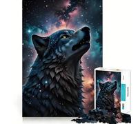 Le Loup sous Les étoiles Puzzle de 1000 pièces pour Adultes Jeu de Concentration mentale Activité de découpage de Haute précision Activité de Partage et de complicité avec Les Proches (38x52cm)