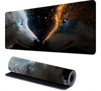 Le Loup Tapis de Souris Gamer 1500 x 800 x 3mm Blanc Tapis Souris XXL Extended Mousepad Desk Mat avec Base en Caoutchouc Antidérapant, Imperméable Mouse Pad, pour Ordinateur, PC, Bureau, Maison r-335