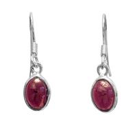 Le Luft - Boucles d’oreilles grenat en argent massif 925 - Dimensions des pierres 6 x 8 millimètres