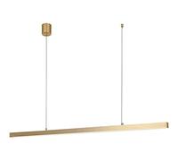 Le lustre à lumière réglable à LED en bande de laiton minimaliste. Table de mots Lignes entre lampe suspendue Salon Salle à manger Suspension Lumière Décoration intérieure Lampes d'éclairage et