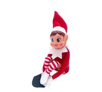 LE LUTIN FARCEUR-Le lutin farceur de Noël fille rouge et blanc Elvie - 10 x 5 x 38 cm