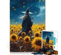 Le Magicien dans Un Champ de tournesols Puzzle Adulte 1000 pièces Jeu de mémoire Amusant Assemblage Stable Pièces Qui ne bougent Pas Format Compact Idéal pour des Moments de Jeu en Famille (38x52cm)