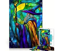 Le Magicien des Vitraux Puzzle de 1000 pièces pour Adolescents Jeu de réflexion Stimulant Activité à la Maison Cadeau touchant et Transparent 38x26cm