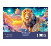 Le Majestueux Lion sur Un Rocher Vivant à la Crépuscule Puzzle De 1000 Pièces Lion Puzzles Classiques pour Toutes Les Âges 70x50cm/1000pcs