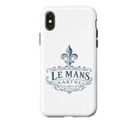 Le Mans Sarthe France Ornée Fleur de Lis Bleu Marine Coque pour iPhone X/XS