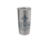 Le Mans Sarthe France Ornée Fleur de Lis Bleu Marine Gobelet isotherme en acier inoxydable double paroi