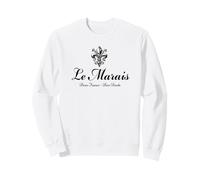 Le Marais Paris Rive Droite Vintage Fleur de Lis Imprimé Noir Sweatshirt