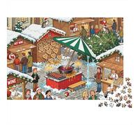 Le marché de Noël Stall Domino s'effondre Puzzle en Bois Imperméable DIY Puzzles De 1000 Pièces pour Adultes Coloré De Décoration pour La Maison