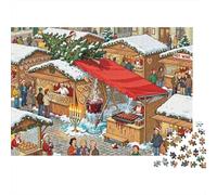 Le marché de Noël Stall Domino s'effondre Puzzle en Bois Imperméable Puzzles De 1000 Pièces pour Adultes Défi Et Casse-tête Jeux Éducatifs