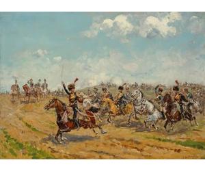 Le maréchal Augereau après avoir dirigé la division Heudelet déploie son artillerie sur le plateau du Landgrafenberg à la bataille d'Iéna le 14 octobre 1806 Poster imprimé par Paul Emile Léon Perboyre