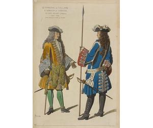 Le marechal de Tallard et Monsieur de Laubanie au camp devant Landau novembre 1703. D'ap[rès] une estampe du temps. (1869) Affiche imprimée par Raphaël Jacquemin (24 x 36)