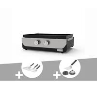 LE MARQUIER Plancha Original Gaz 260 Duo + Kit 3 spatules + Kit de Nettoyage