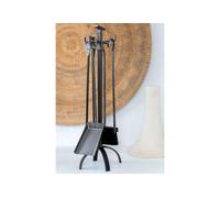 Le Marquier Serviteur de cheminée en acier : tisonnier, balayette, pince, pelle - VAO105