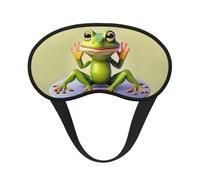 Le masque amusant de grenouille faisant du yoga est un masque pour les yeux à bord noir. Le masque doux pour les yeux peut améliorer la qualité du sommeil et est adapté pour l'intérieur, l'extérieur