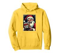 Le Mauvais Noël Arrive en Ville - Père Noël Effrayant Sweat à Capuche, Unisexe pour Adultes, Citron, L