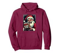 Le Mauvais Noël Arrive en Ville - Père Noël Effrayant Sweat à Capuche, Unisexe pour Adultes, Marron, XXL