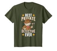 Le Meilleur Détective Privé De Tous Les Temps Enquêteur T-Shirt, Enfant, Olive, 8 Ans
