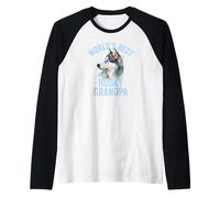 Le Meilleur Grand-père Husky du Monde, Mignon Petit Chien Husky sibérien Manche Raglan