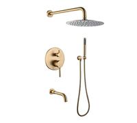 Le mélangeur de douche dissimulé tape sur mur à 360 ° Rotation de baignoire Tap de douche avec douche à main 3 modes, brossé LWX