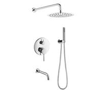 Le mélangeur de douche dissimulé tape sur mur à 360 ° Rotation de baignoire Tap de douche avec douche à main 3 modes, brossé LWX