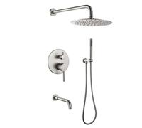 Le mélangeur de douche dissimulé tape sur mur à 360 ° Rotation de baignoire Tap de douche avec douche à main 3 modes, brossé LWX