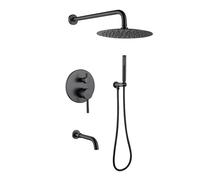 Le mélangeur de douche dissimulé tape sur mur à 360 ° Rotation de baignoire Tap de douche avec douche à main 3 modes, brossé LWX