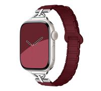 Le Même Style De Zhang Jingyi Convient Au Bracelet De Montre Apple S10 Iwatch9 En Silicone Magnétique Fin Sport Bicolore Petite Taille-Bourgogne-38/40/41/(10e Génération 42 Mm) Universel