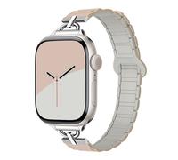 Le Même Style De Zhang Jingyi Convient Au Bracelet De Montre Apple S10 Iwatch9 En Silicone Magnétique Fin Sport Bicolore Petite Taille-Thé Au Lait Avec Du Blanc De Roche - (1/2/3 Génération 42 Mm) /