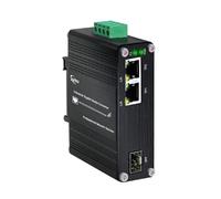 Le mini convertisseur de média industriel SFP vers Ethernet 1,25 G prend en charge l'installation sur rail DIN, 1 fente SFP 100/1000Base-X vers 2 ports 10/100/1000Base-T RJ45 Gigabit à 2 ports, entrée