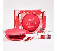 Le Mini Macaron - Maxi Kit Vernis à Ongles Semi-Permanent - 4 Vernis 3 en 1, Base Coat, Top Coat et Couleur + Lampe LED pour le Main 5W + Sac de Transport & Accessoires - Rouge & Moi