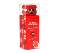 Le Mini Macaron - Mini Kit Vernis à Ongles Semi-Permanent - Vernis 3 en 1, Base Coat, Top Coat et Couleur + Mini Lampe LED 3W - Application Facile et Rapide - Cherry Red, Rouge Cerise