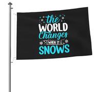 Le Monde Change Quand Il Neige Garden Flag Avec Œillets Drapeaux Décoratif Drôle Bannière Pour Balcon Extérieure Pelouse 90X150 Cm