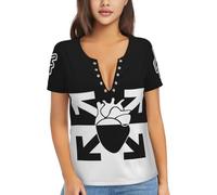 Le Monde Chico Rap Tee-Shirt Humoristique à col en V pour Femmes et Adolescentes, Manches Courtes, Blouse Tendance Noir XL