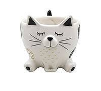LE MONDE DES ANIMAUX Cache Pot de Fleur - Chat Soho Blanc Grand Modèle