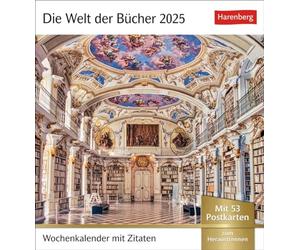 Le monde des livres Calendrier 2025 - Calendrier hebdomadaire avec 53 cartes postales littéraires : des plus belles bibliothèques aux fauteuils de lecture douillets... 53 cartes postales dans un