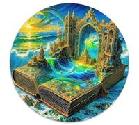 Le Monde des océans dans Le Livre 1000 Piece Voilier Océan Puzzle Rond, pour Enfants Adult De Forme Irrégulière, Unique Jigsaw pour La Famille Amis 12 Ans De Qualité Supérieure 1000pcs (67.5x67.5cm)
