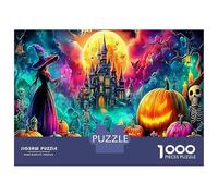 Le Monde des sorcières - Puzzle 1000 pièces Carton épais, château de fées Halloween, Difficile 12+, Jeu cérébral Stimulant Solo 70x50cm/1000pcs