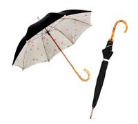 Le Monde du Parapluie - Grand parapluie pour femme - Canopée double couche - Manche en bois - Motifs triangulaires - Noir