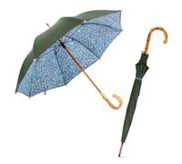 Le Monde du Parapluie - Grand parapluie pour femme - Canopée double couche - Manche en bois - Motifs triangulaires - Vert